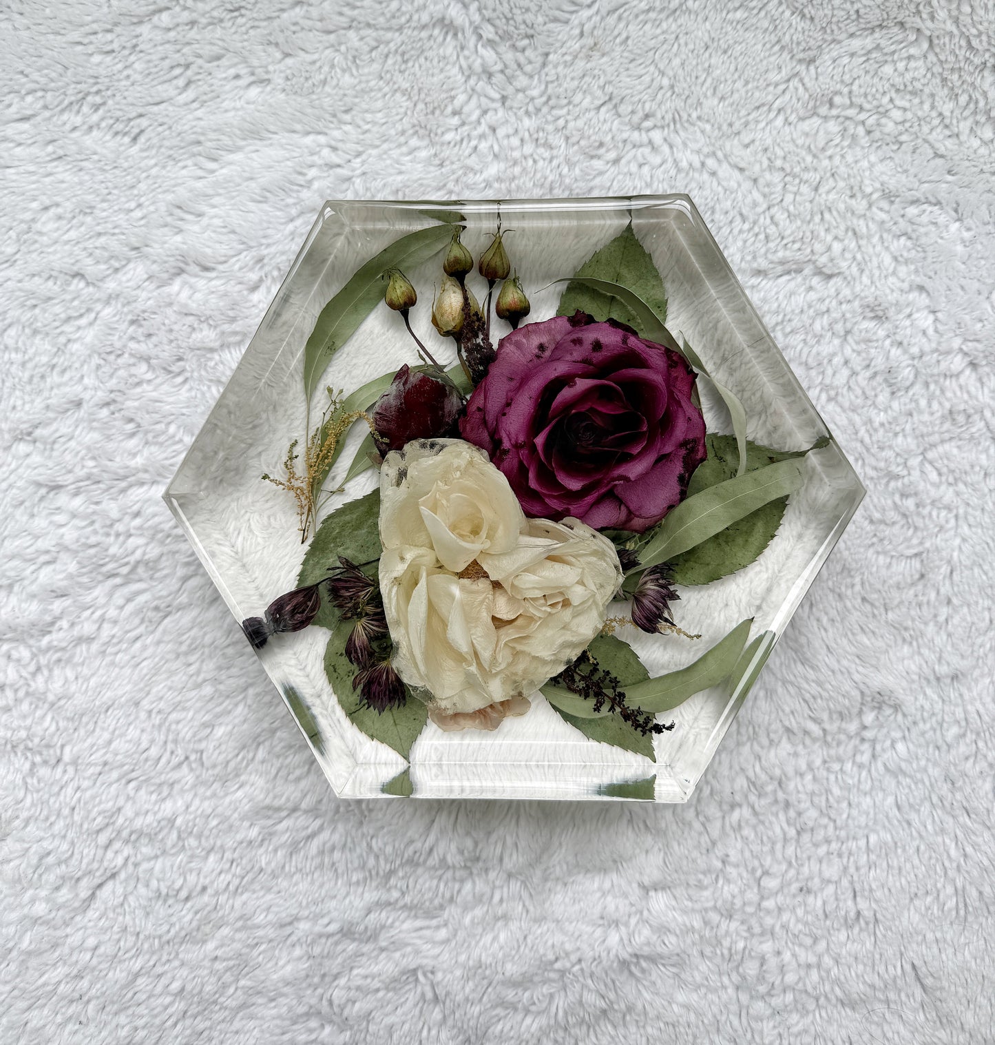 8" Hexagon Floral Preservation Keepsake