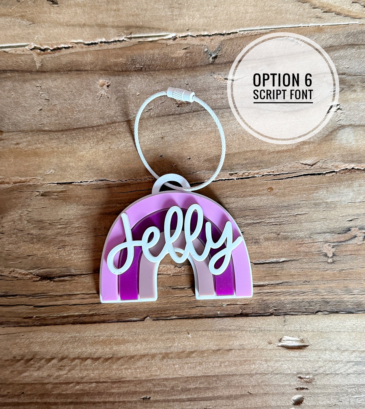 Custom Name Rainbow Keychain | Personalized Acrylic Tag