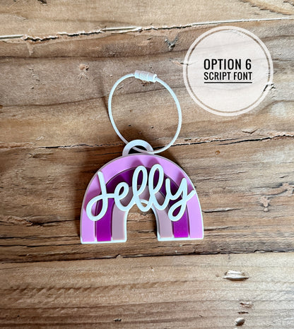Custom Name Rainbow Keychain | Personalized Acrylic Tag