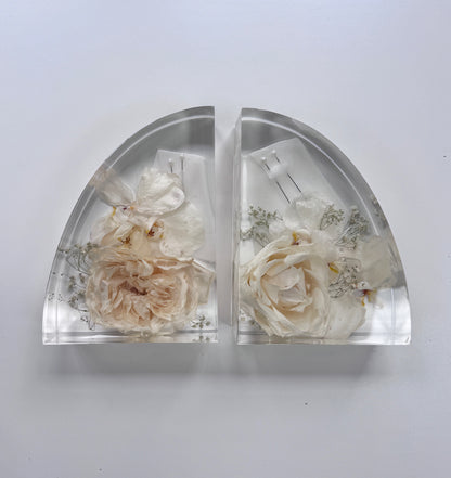 7" Bookends Floral Preservation Keepsake