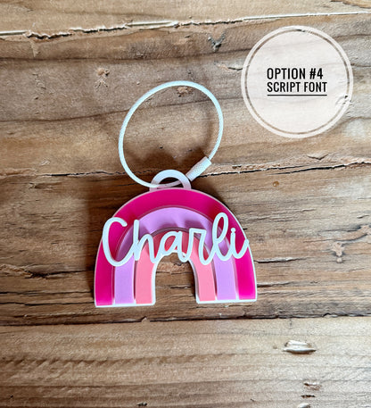Custom Name Rainbow Keychain | Personalized Acrylic Tag