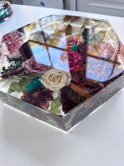 10" Hexagon Floral Preservation Keepsake
