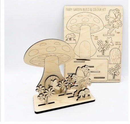 DIY Wooden Build & Paint Kit | Kids Craft Kit | Fairy Garden, Ocean & Space Themes | Laser Cut Coloring Activity | Gift for Kids