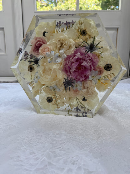 10" Hexagon Floral Preservation Keepsake