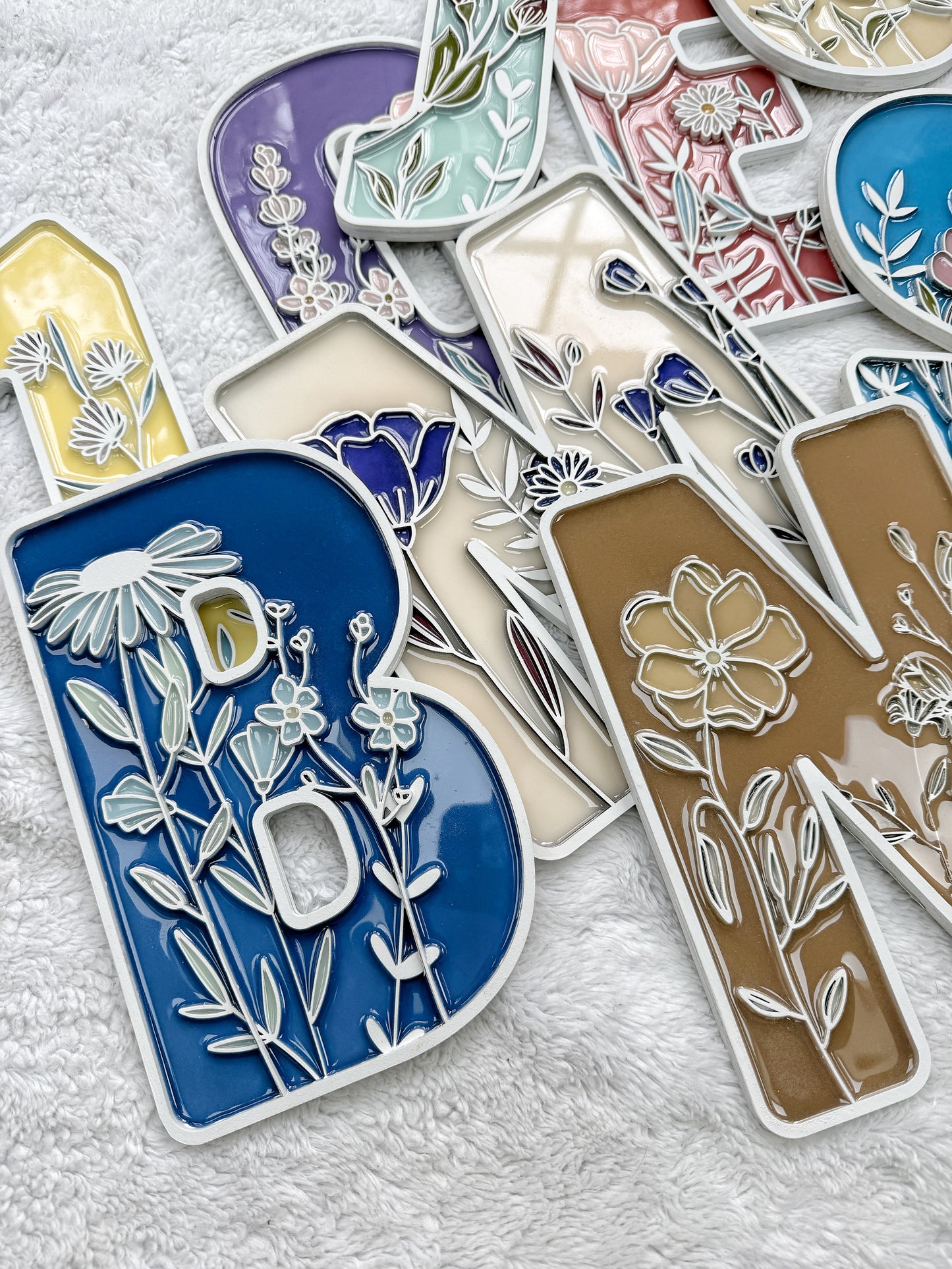 Custom Floral Resin Letter – Botanical Initial Art