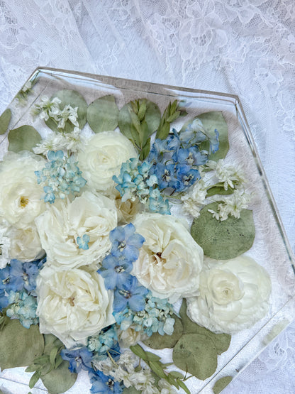 12" Hexagon Floral Preservation Keepsake