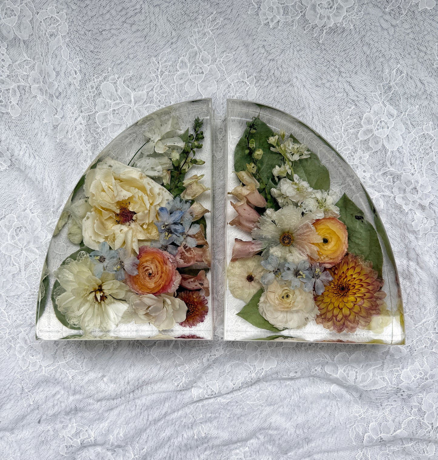 9" Bookends Floral Preservation Keepsake
