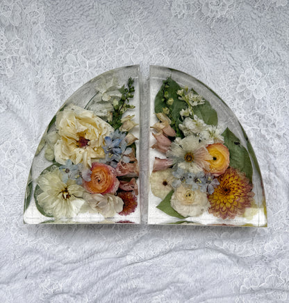 9" Bookends Floral Preservation Keepsake