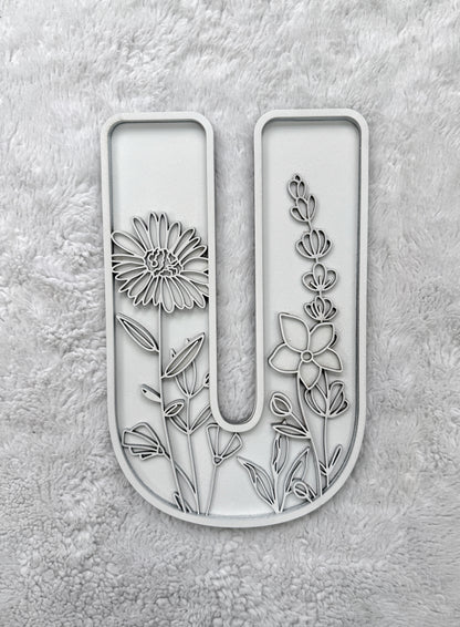 Custom Floral Resin Letter – Botanical Initial Art