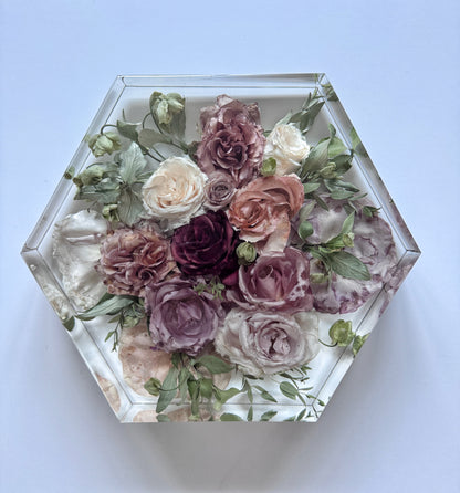 12" Hexagon Floral Preservation Keepsake