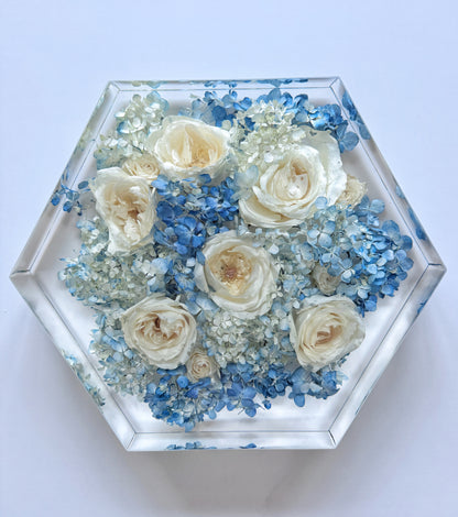 12" Hexagon Floral Preservation Keepsake