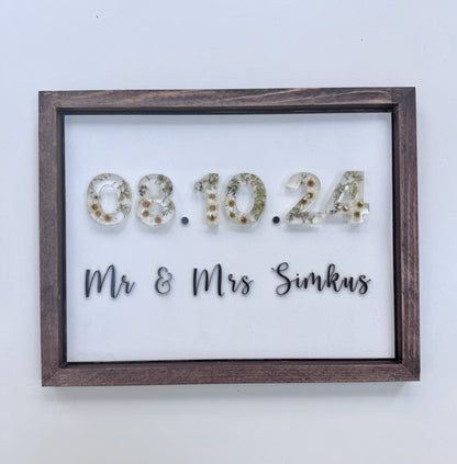 Floral Date Sign Floral Preservation Keepsake - Add On Item