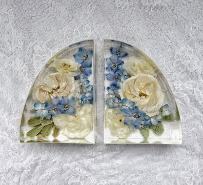 7" Bookends Floral Preservation Keepsake