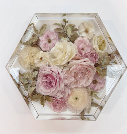 10" Hexagon Floral Preservation Keepsake