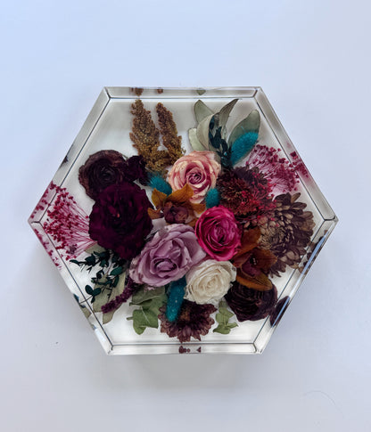 10" Hexagon Floral Preservation Keepsake