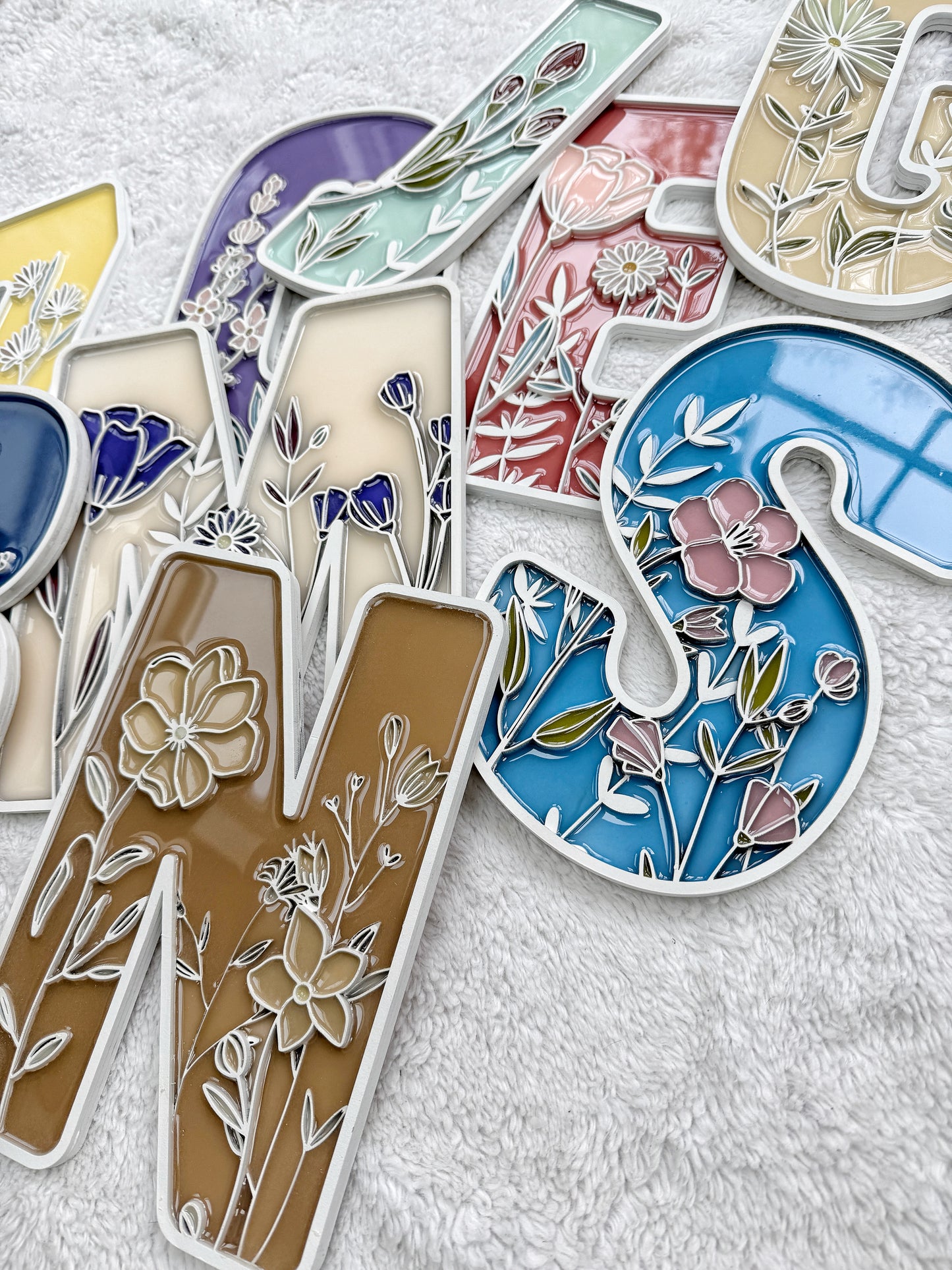 Custom Floral Resin Letter – Botanical Initial Art