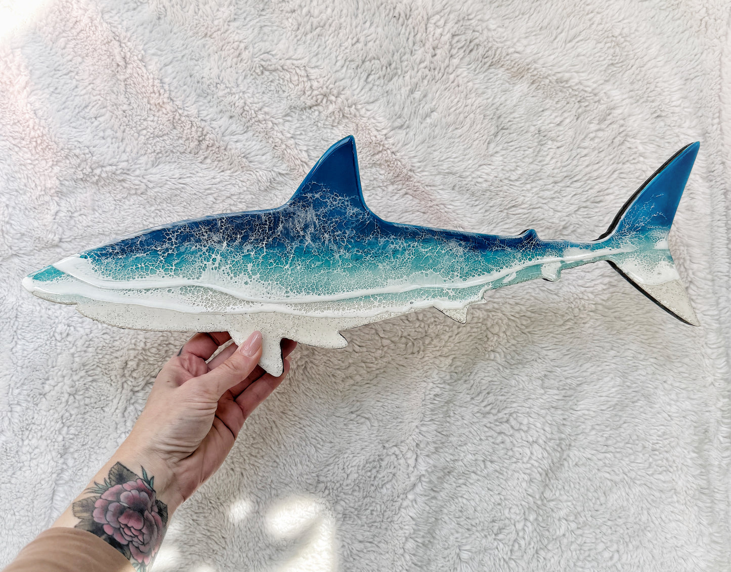 Great White Shark Wall Art | Ocean Wave Resin Decor 4/9/26
