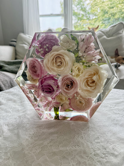 8" Hexagon Floral Preservation Keepsake