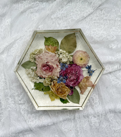 10" Hexagon Floral Preservation Keepsake