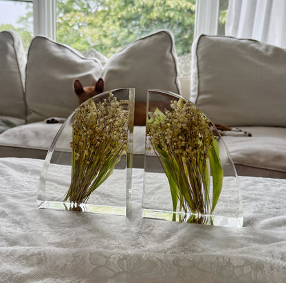 7" Bookends Floral Preservation Keepsake