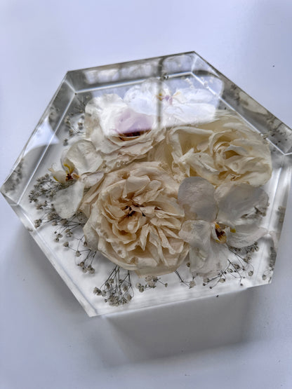 8" Hexagon Floral Preservation Keepsake