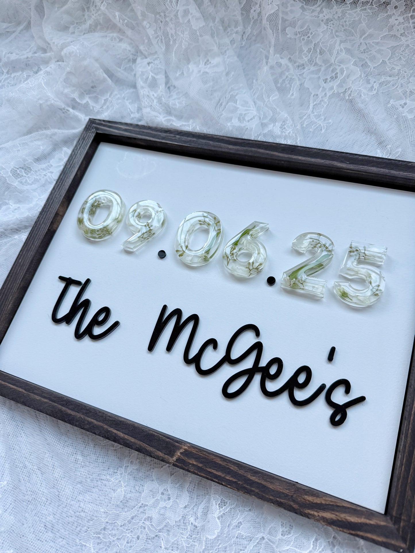 Floral Date Sign Floral Preservation Keepsake - Add On Item