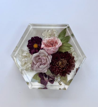 8" Hexagon Floral Preservation Keepsake