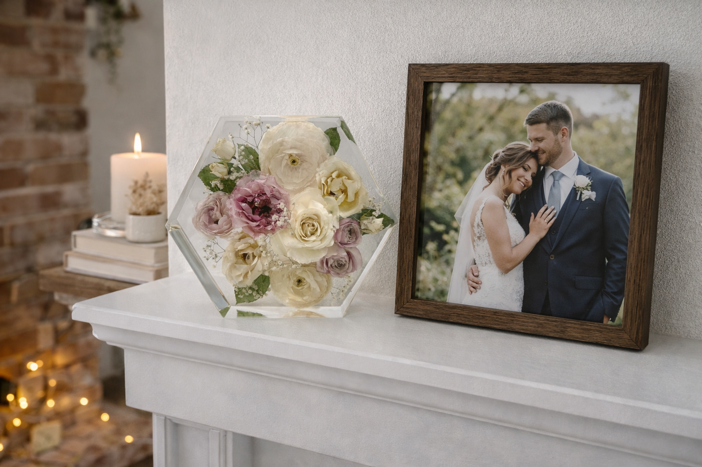 9" Hexagon Floral Preservation Keepsake