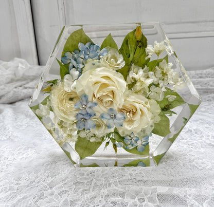 9" Hexagon Floral Preservation Keepsake