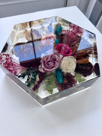 10" Hexagon Floral Preservation Keepsake