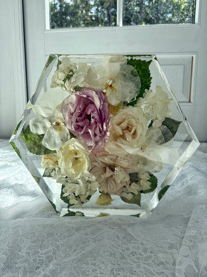12" Hexagon Floral Preservation Keepsake