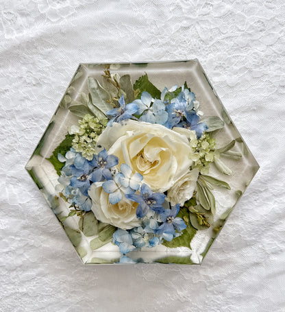 8" Hexagon Floral Preservation Keepsake