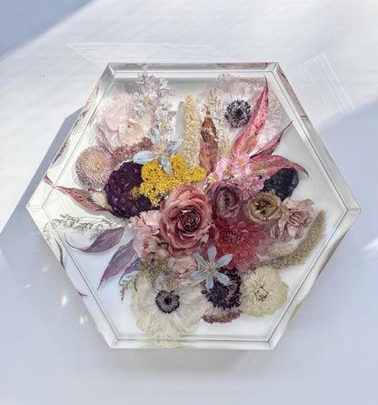 12" Hexagon Floral Preservation Keepsake
