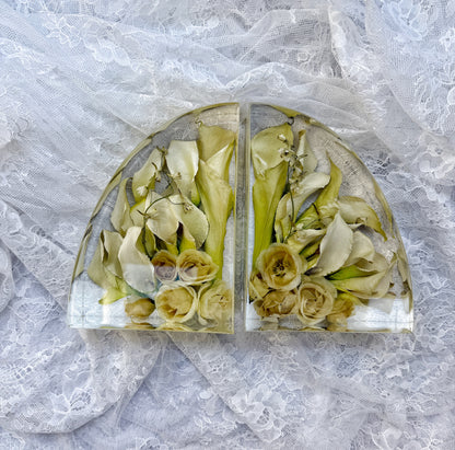 7" Bookends Floral Preservation Keepsake