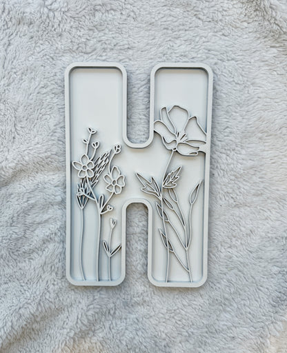 Custom Floral Resin Letter – Botanical Initial Art