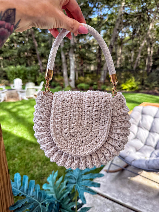 Hand Crocheted Scallop Purse | Textured Handbag with Braided Handle 9/17/26