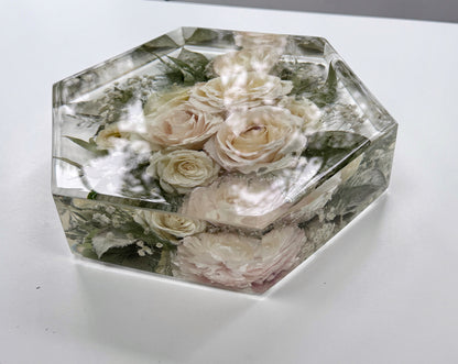 9" Hexagon Floral Preservation Keepsake