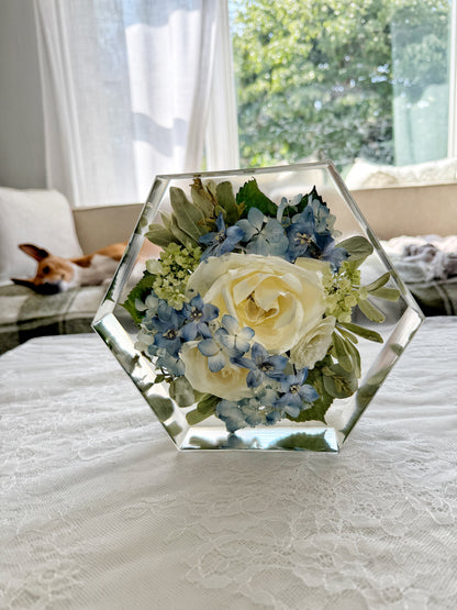 8" Hexagon Floral Preservation Keepsake