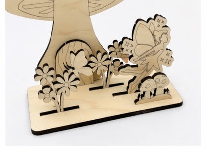 DIY Wooden Build & Paint Kit | Kids Craft Kit | Fairy Garden, Ocean & Space Themes | Laser Cut Coloring Activity | Gift for Kids
