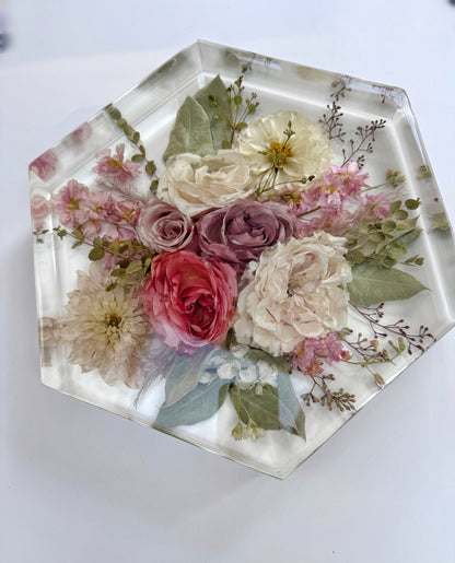 11" Hexagon Floral Preservation Keepsake
