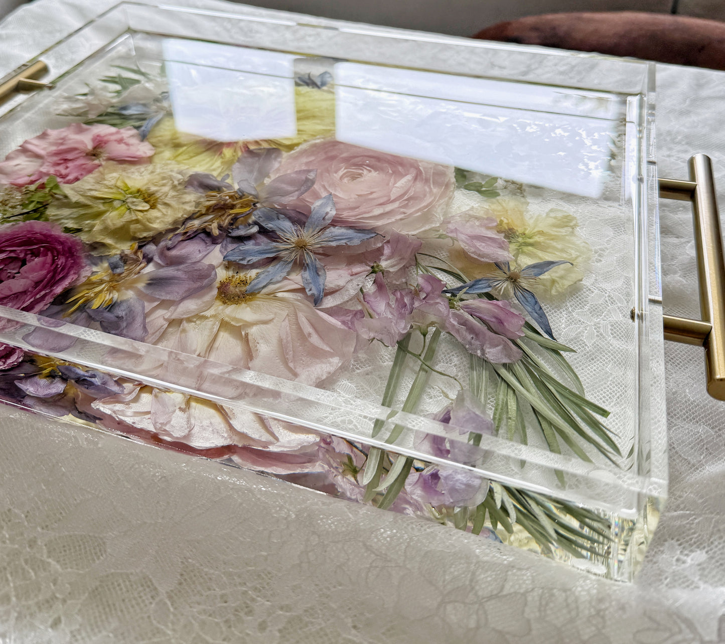 Floral Tray 11" x 14" Acrylic