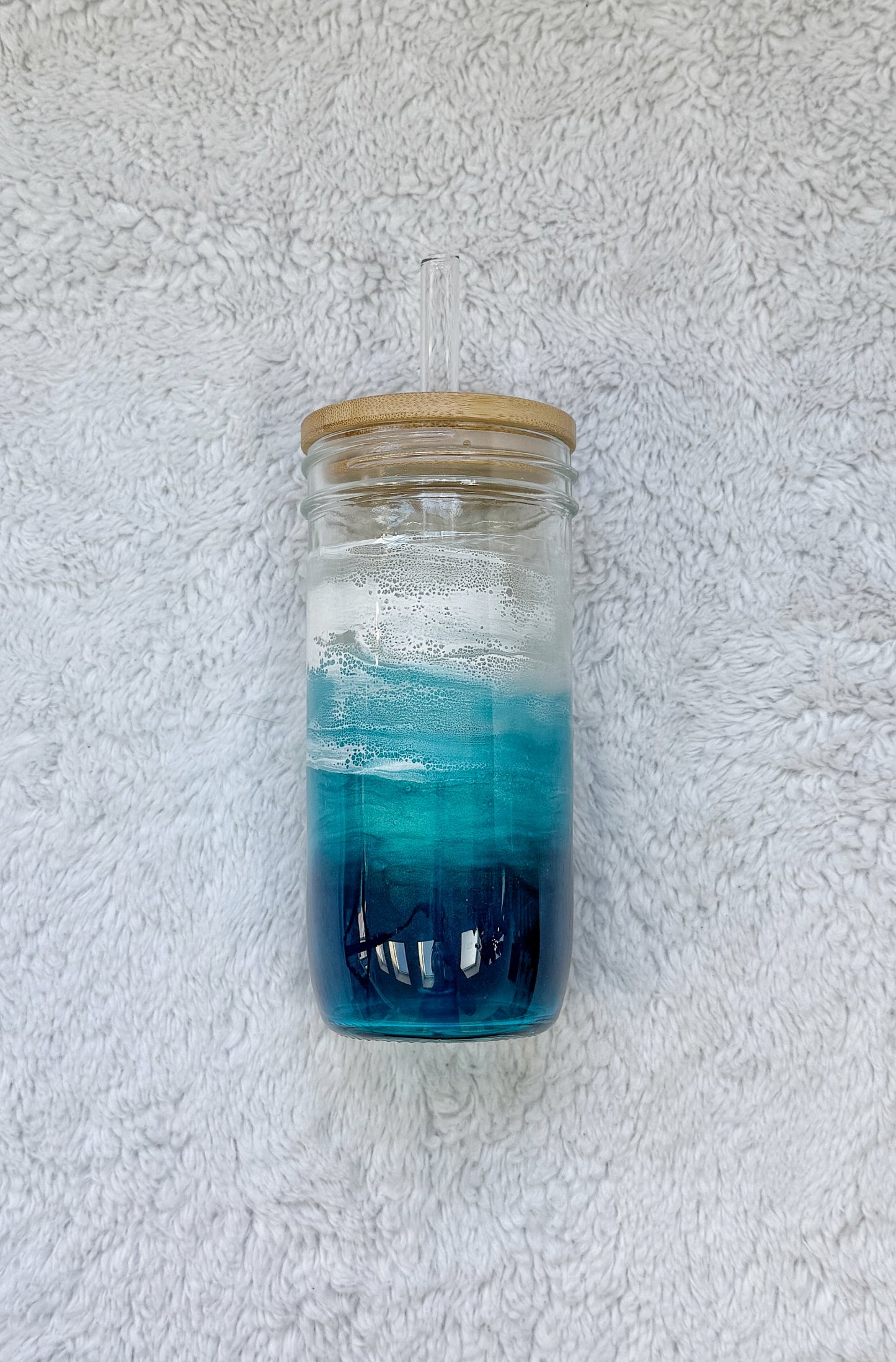 Ocean Wave Glass Can | Coastal Resin Tumbler 4/9/26
