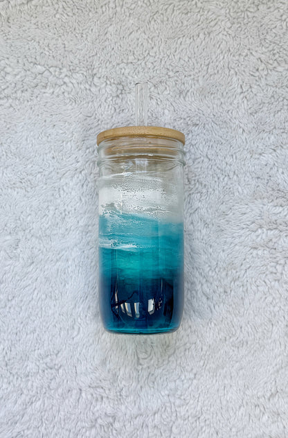 Ocean Wave Glass Can | Coastal Resin Tumbler 4/9/26