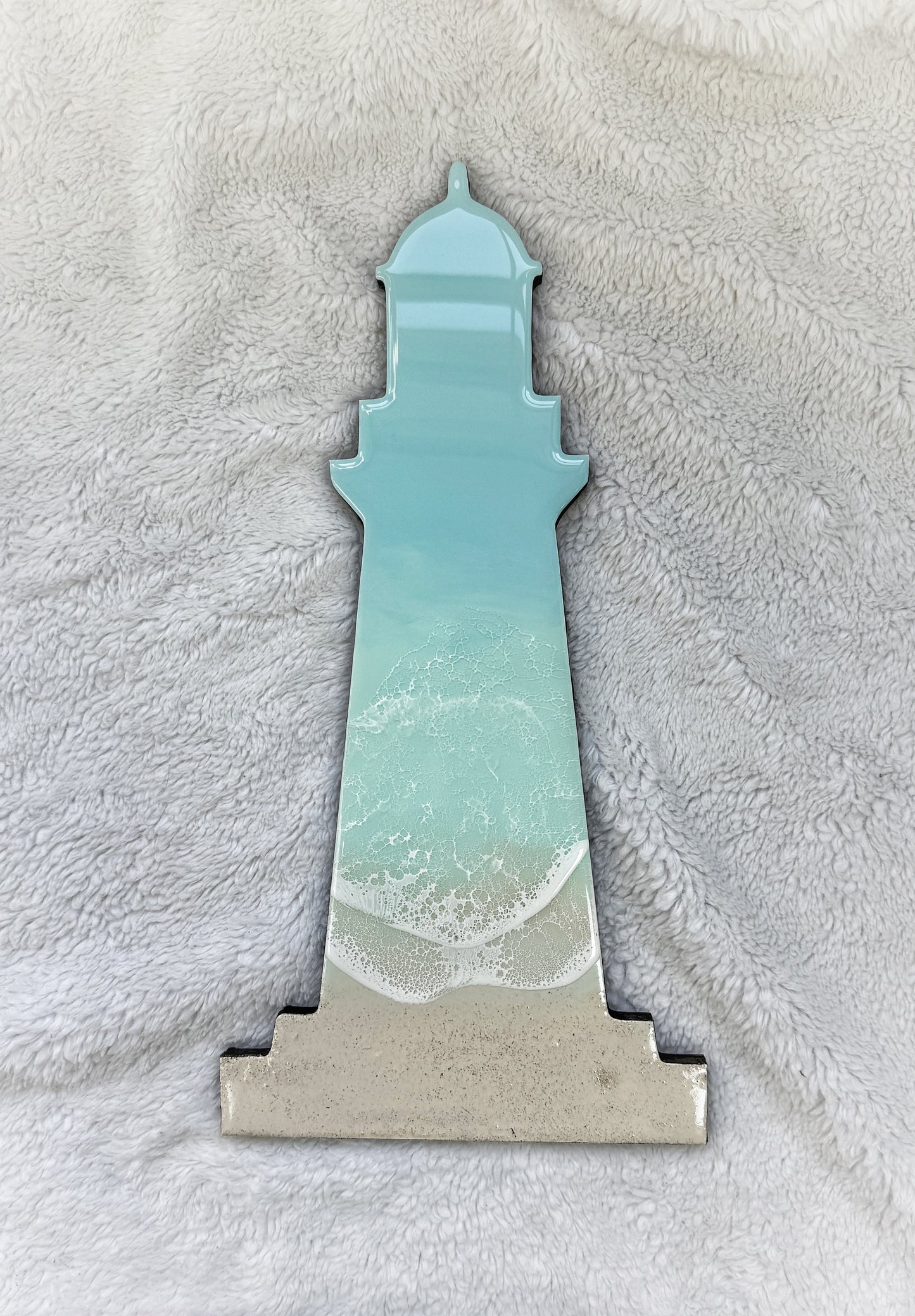 Coastal Lighthouse Wall Art | Ocean Wave Resin Decor