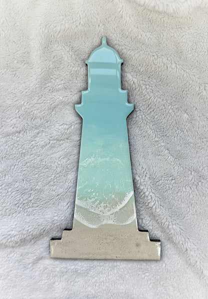 Coastal Lighthouse Wall Art | Ocean Wave Resin Decor