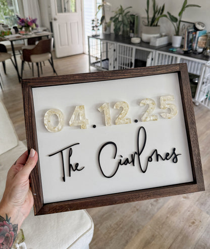 Floral Date Sign Floral Preservation Keepsake - Add On Item