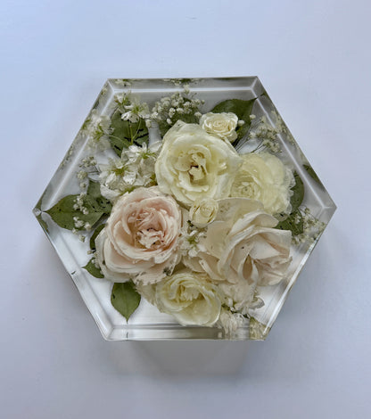 8" Hexagon Floral Preservation Keepsake