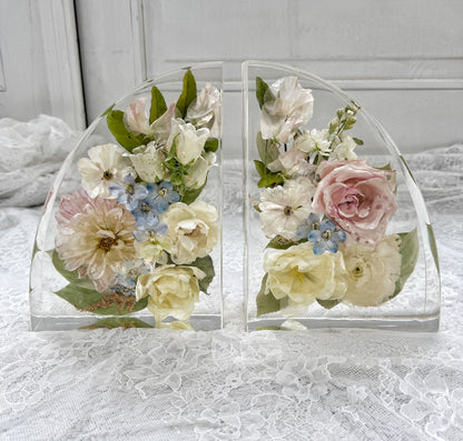 9" Bookends Floral Preservation Keepsake