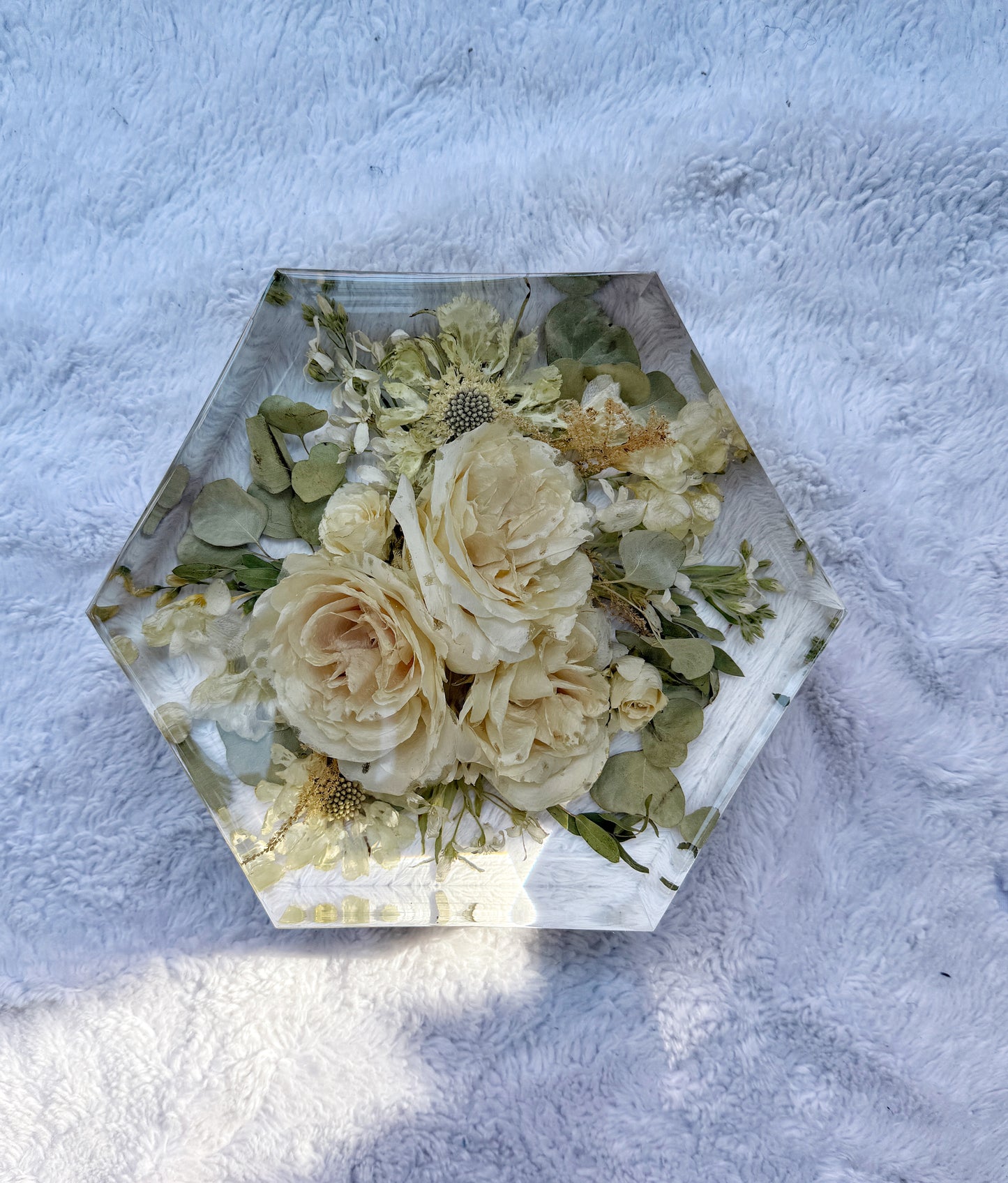 8" Hexagon Floral Preservation Keepsake