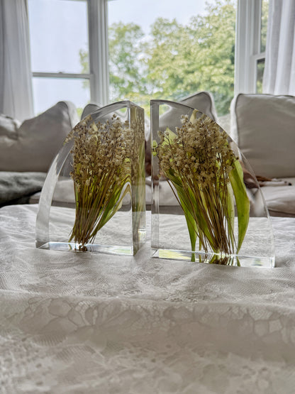7" Bookends Floral Preservation Keepsake